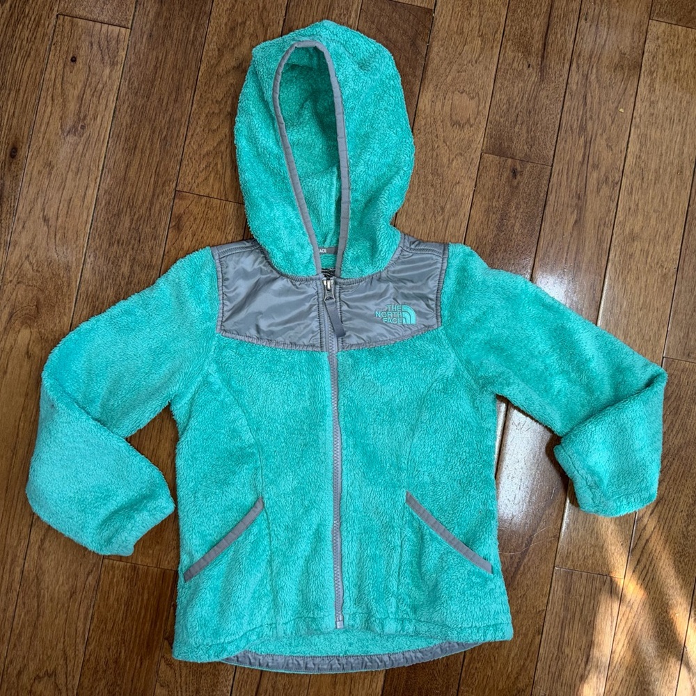 The North Face Green and Gray Fleece Jacket Size 6